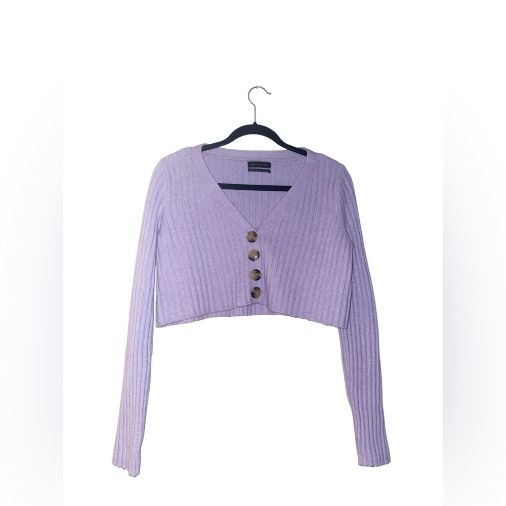 Urban Outfitters Lavender Cropped Fluffy Cardigan